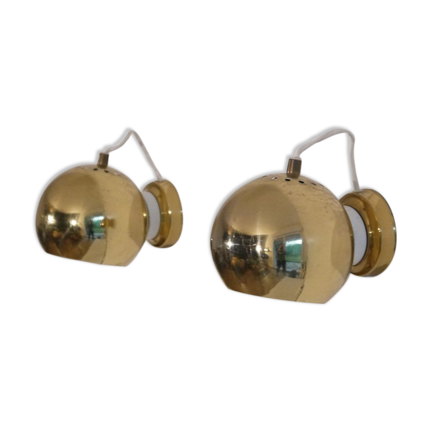 Pair of vintage brass wall lamps 1970