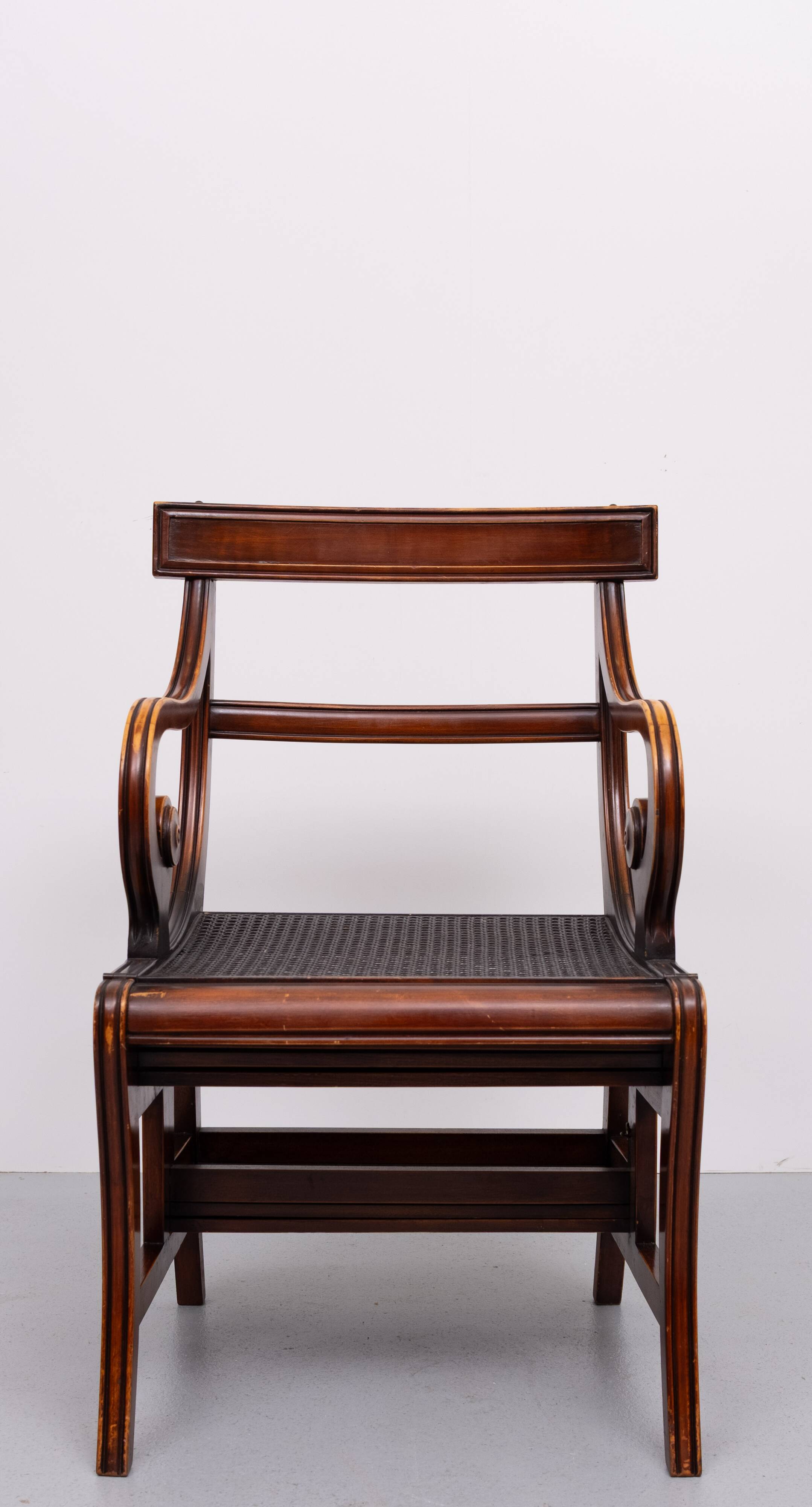 A Regency style Mahogany library chair /steps. England