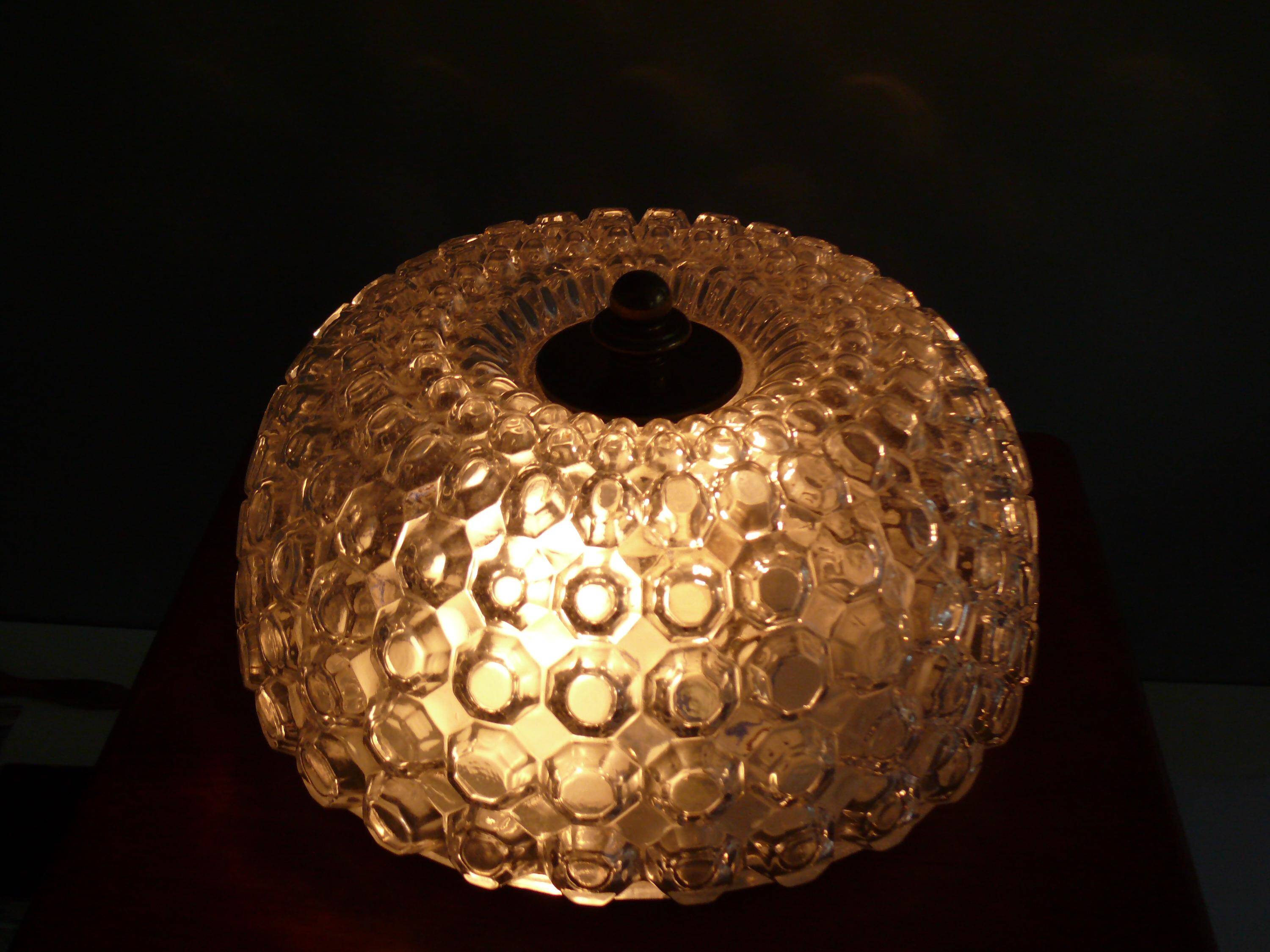 Lampe de plafond/mur en verre Glashütte Limburg, montage encastré, Allemagne années 1970.