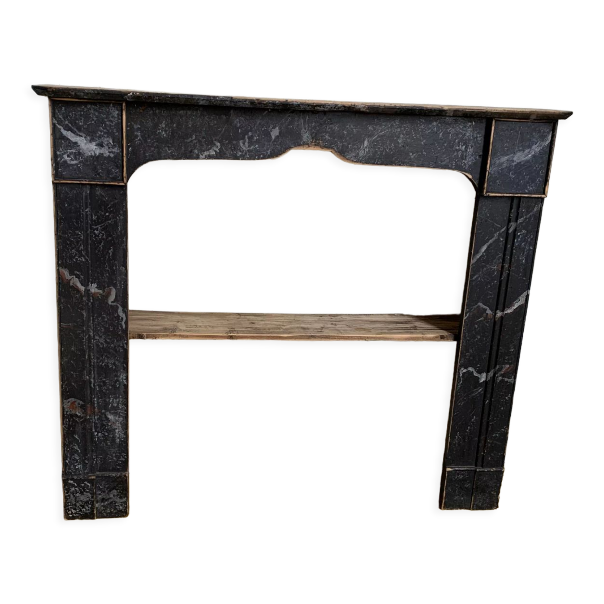 Shelf fireplace mantle.