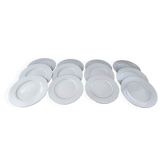 Lot de 12 assiettes plates en porcelaine blanche double liseré argenté