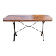 Antique bistro table — Cast iron & veined solid elm — Circa 1900