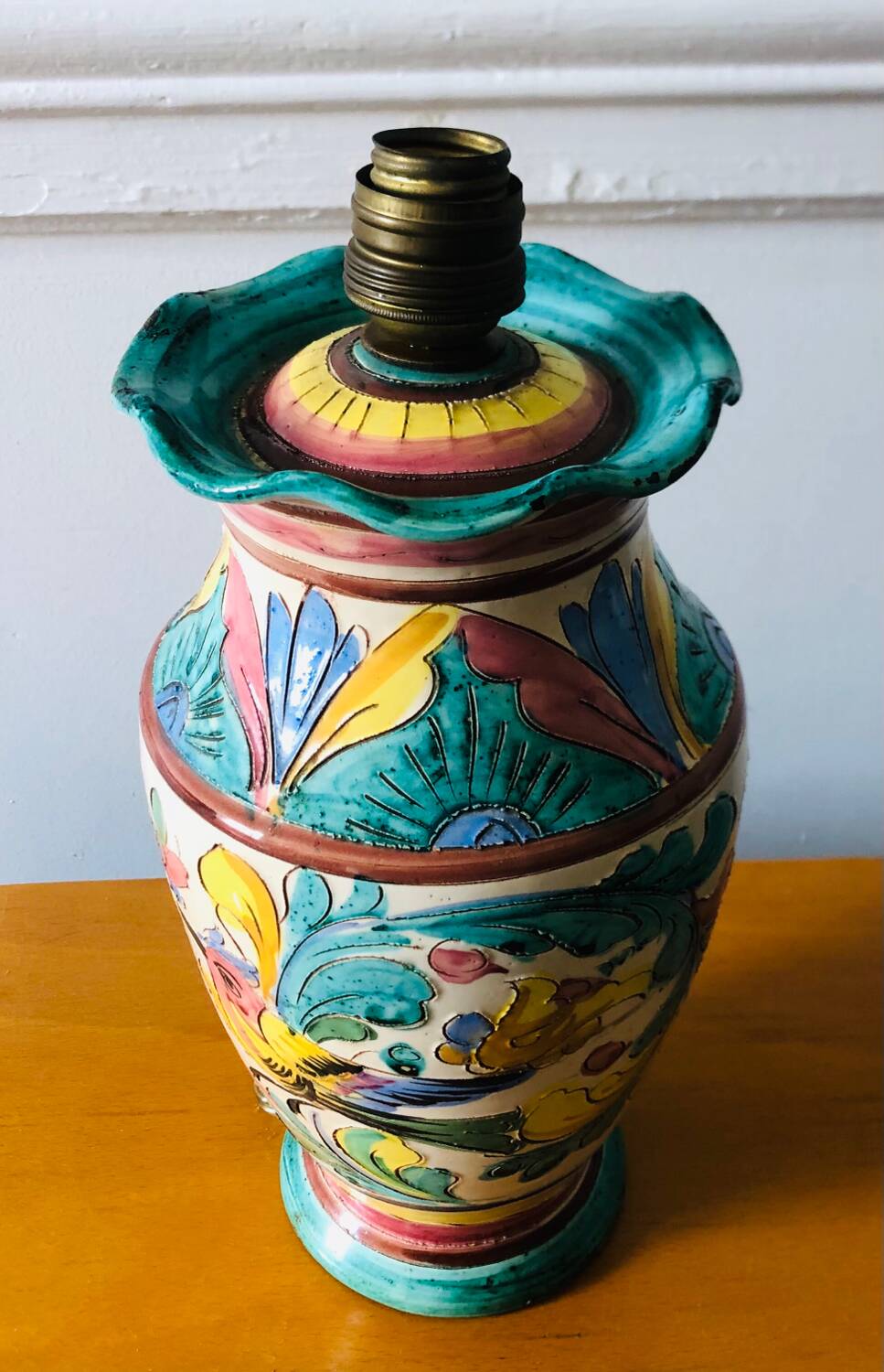 Majolica Italy ceramic lamp base