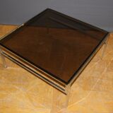 Chromium and smoked worm coffee table circa 1970