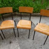 Set of 6 wooden and iron chairs