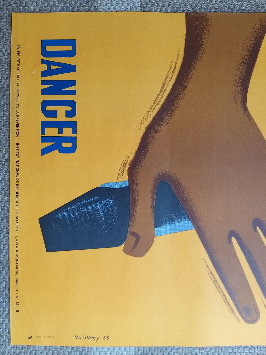 Old / original poster prevention danger - Artist Vuillamy 1963