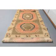 Couloir vintage turc Oushak fait main en laine et coton orange 101x295