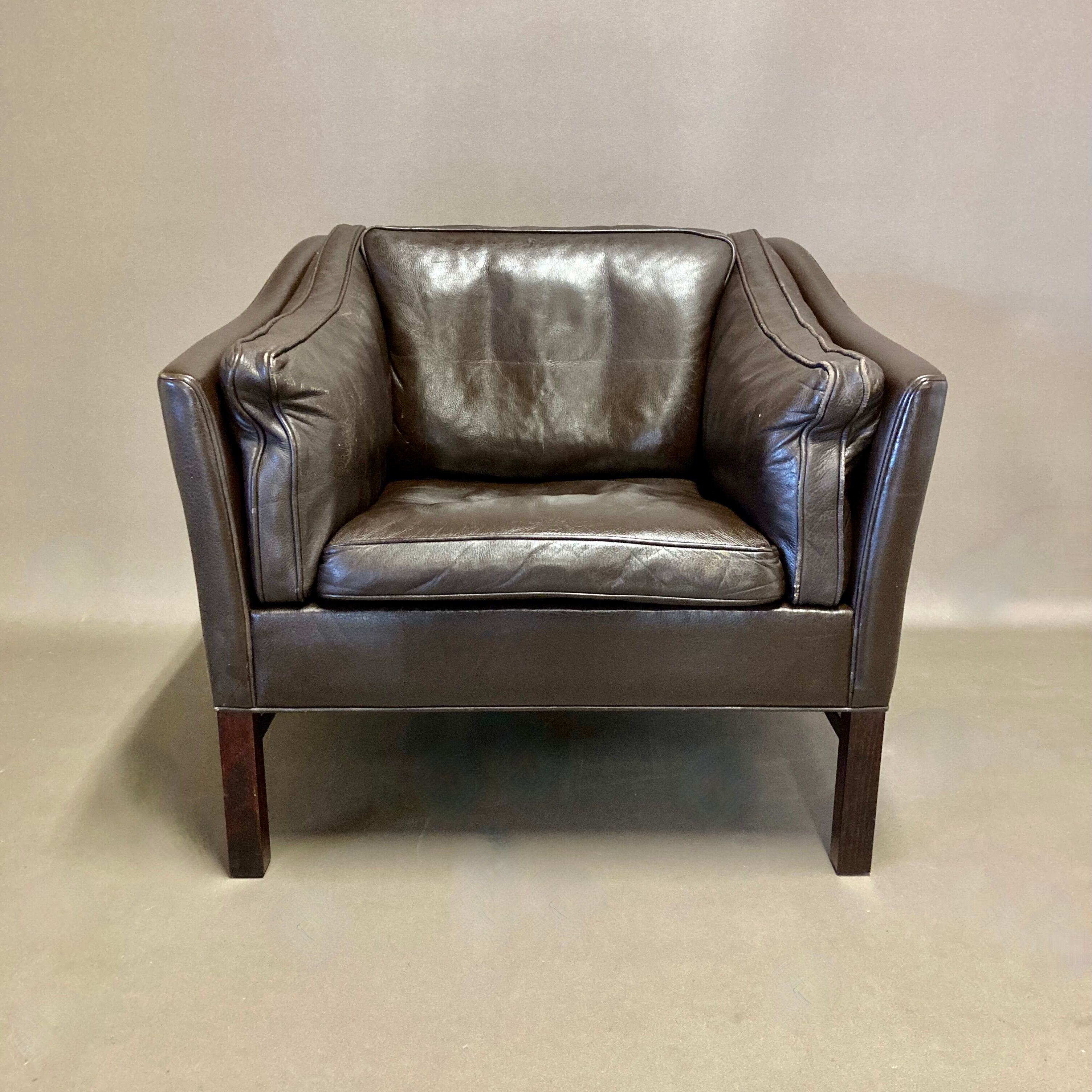 Scandinavian design leather armchair 1960.