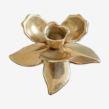 Brass flower candlestick