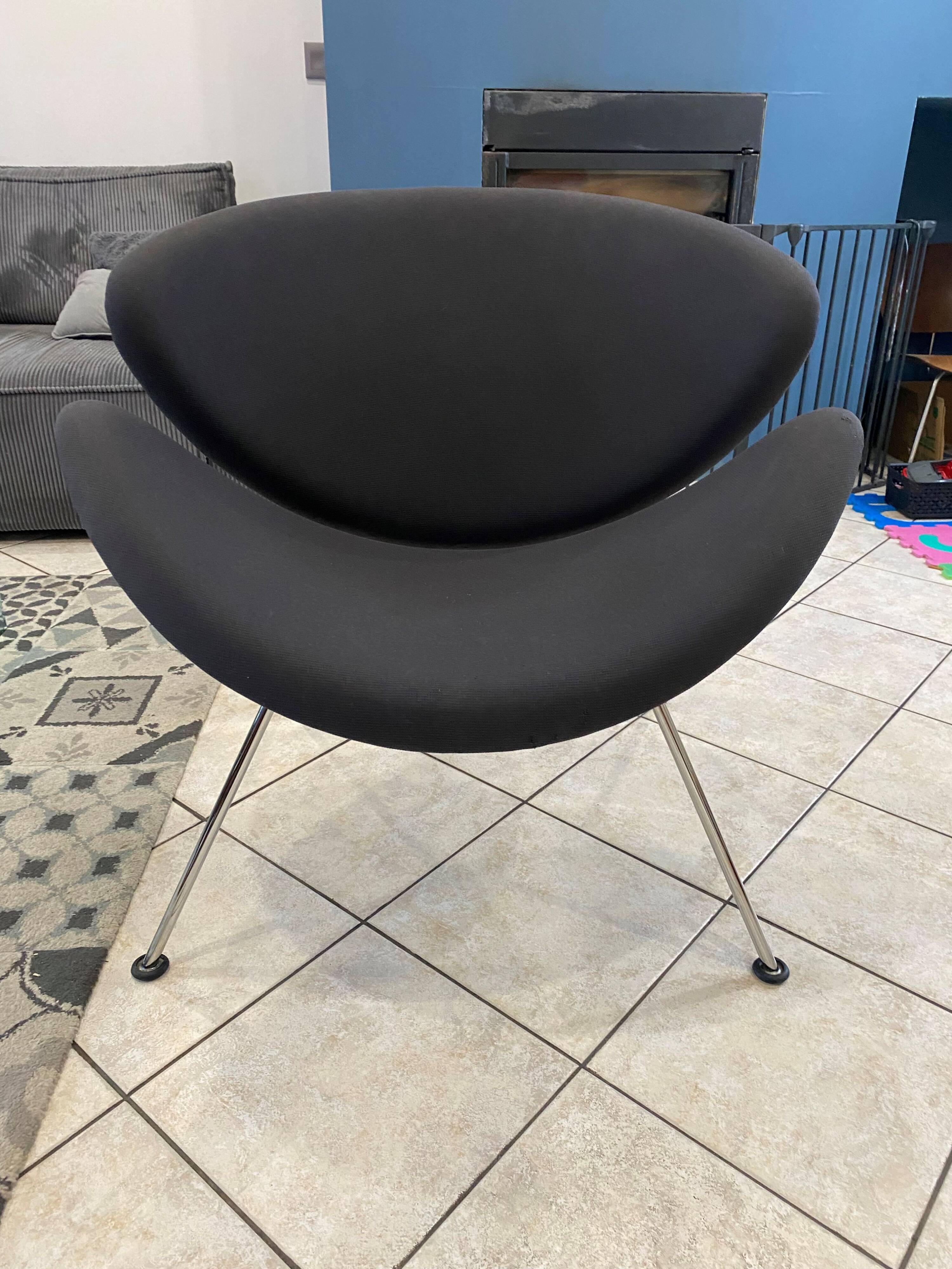 Orange slice armchair 437 by pierre paulin for artifort, grey, 1980.