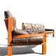 Ensemble Salon Pierre Chapo - Canapé S32 & Fauteuil S15 - Orme & Cuir Brun