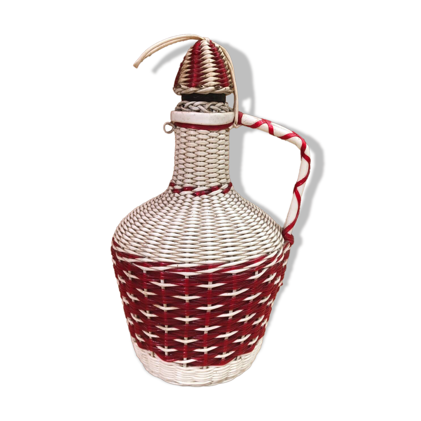 Old Lady Jeanne Glass Bottle + Vintage Braided Scoubidou #A967