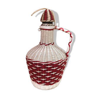 Old Lady Jeanne Glass Bottle + Vintage Braided Scoubidou #A967