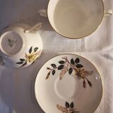Service à consommé wedgwood bone china - yellow rose - 6 tasses avec sous tasses