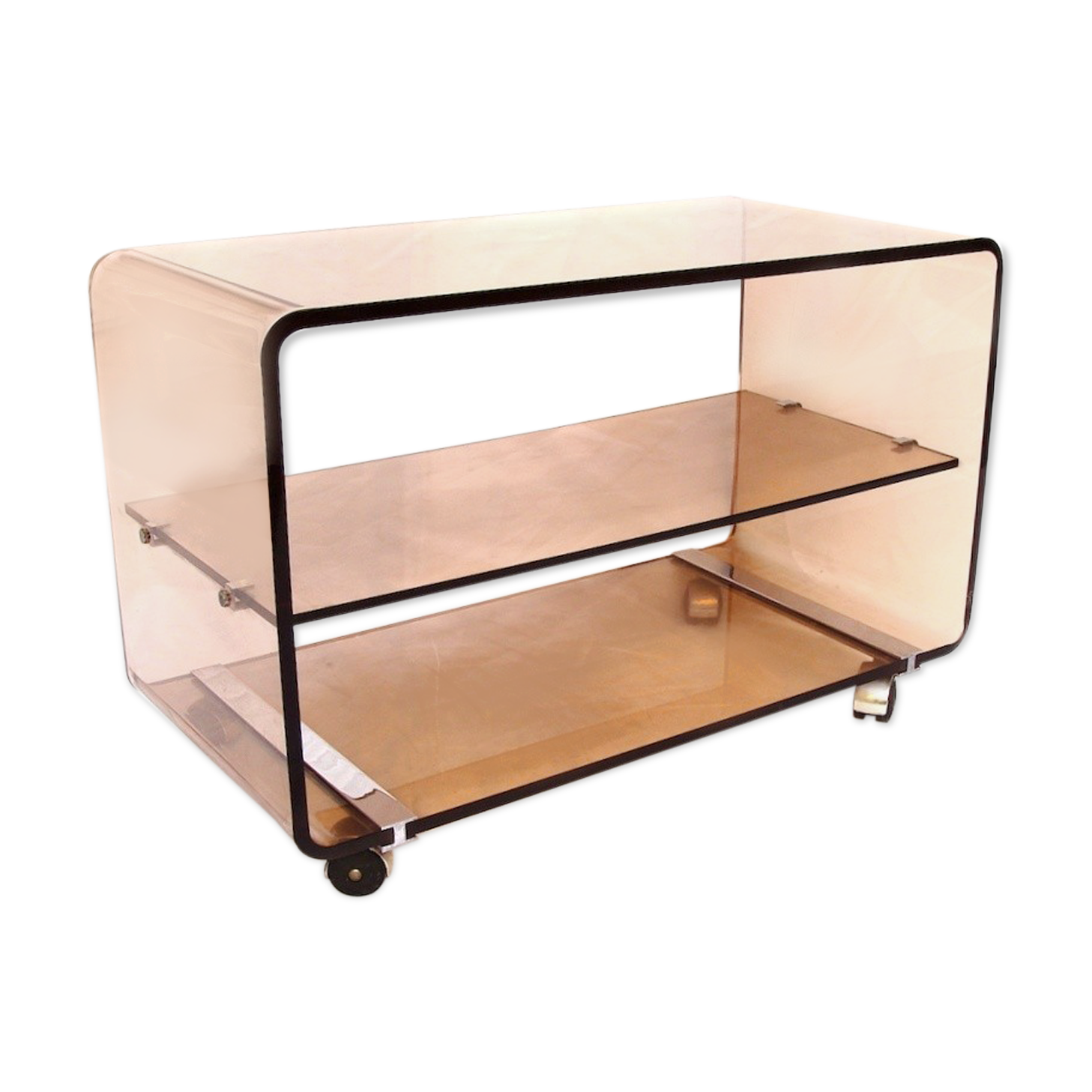 Plexiglas design rolling coffee table