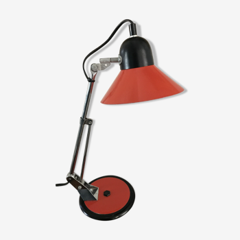 Red articulated office lamp