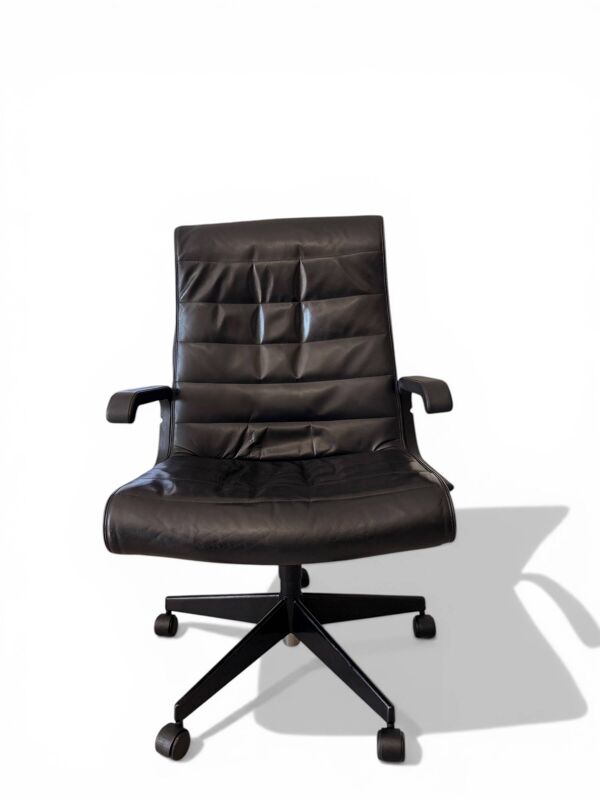 Fauteuil de Bureau Richard Sapper pour Knoll - Cuir Noir Vintage