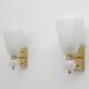 Pair of Mid-century Modern Brass and "Pulegoso" Murano Glass Sconces