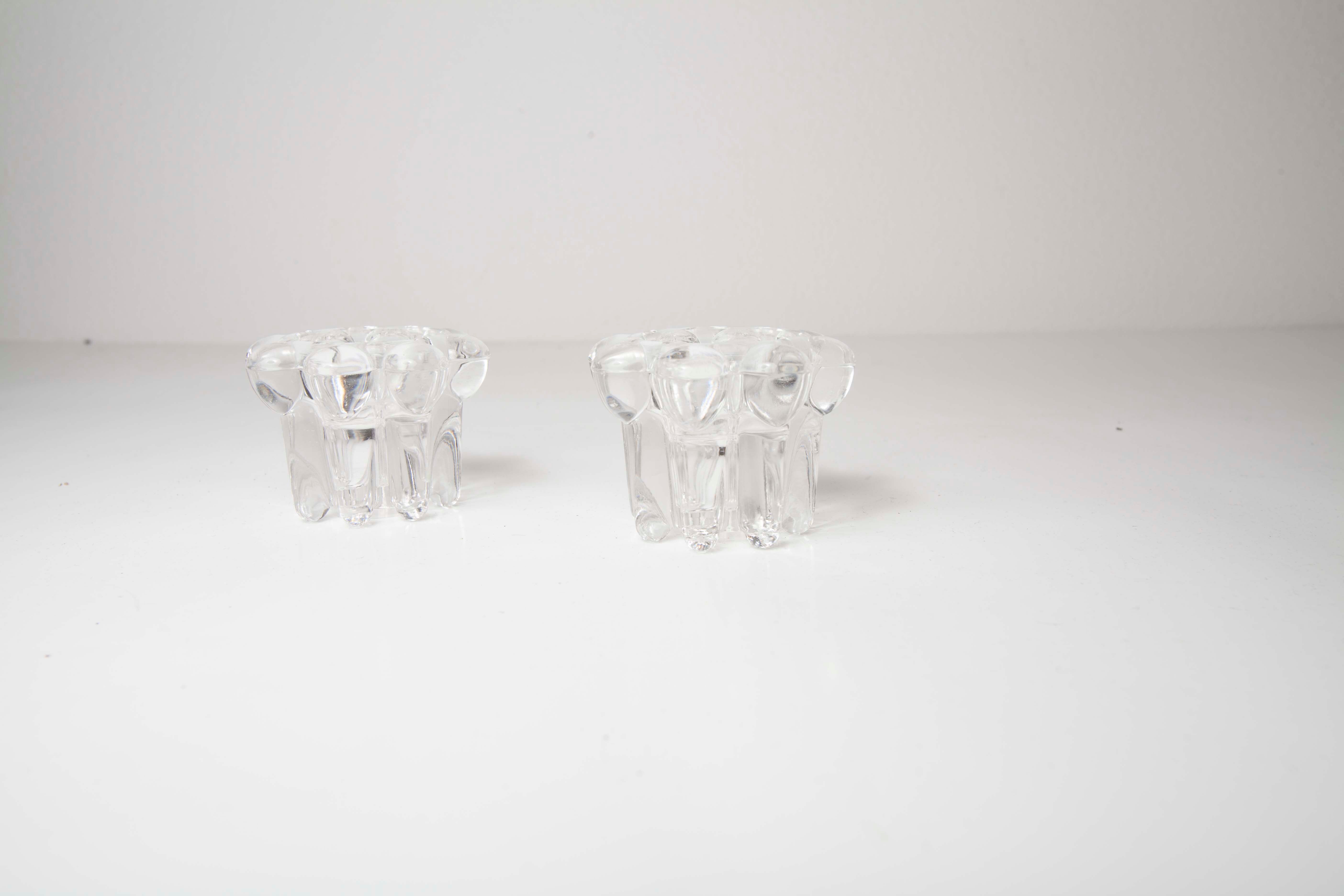 Paire de bougeoir transparent 60s