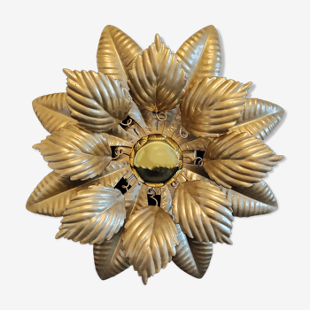 Wall lamp golden metal leaves