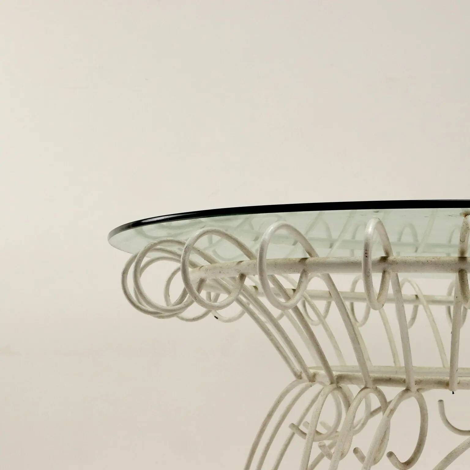 Vintage white enamelled iron garden table, Italy, 1960s