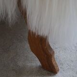 Pair of Scandinavian armchairs in oak and long-haired Icelandic sheepskin by Henning Kjærnulf, 1950.