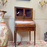 Louis XVI/18th century mahogany roll-top desk forming a display case