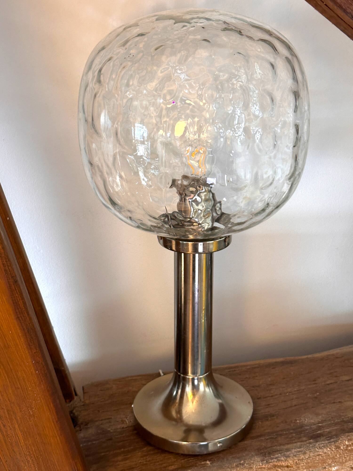 glass table lamp by Kombinat veb leuchtenbau - 1960s
