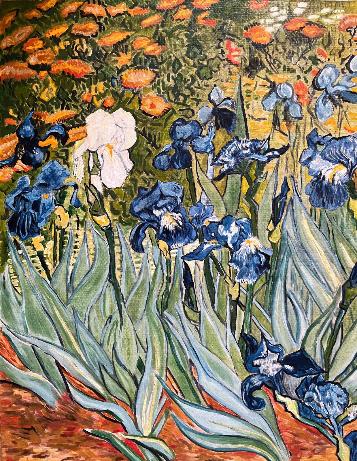 HST painting Copyist work V. Van Gogh "Irises" ukiyo-e