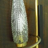 Vintage Glass Moulded Wall Sconces, 1960s, Set of 2