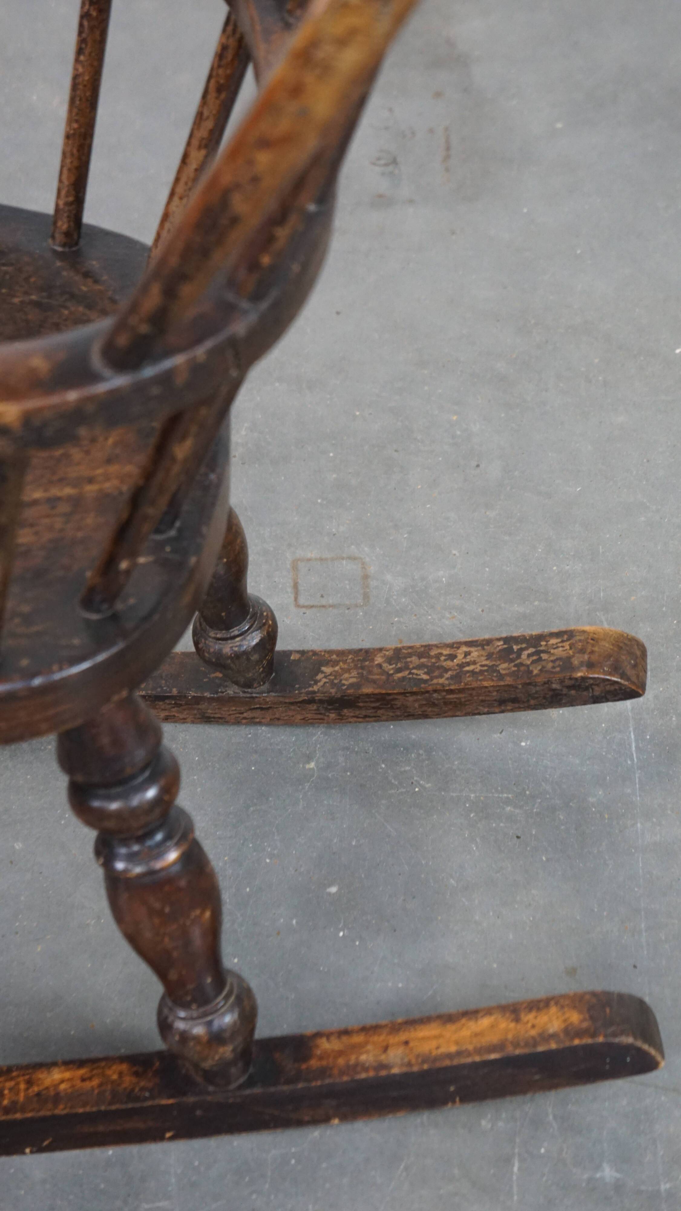 Early 19th century antique English Windsor children's rocking chair