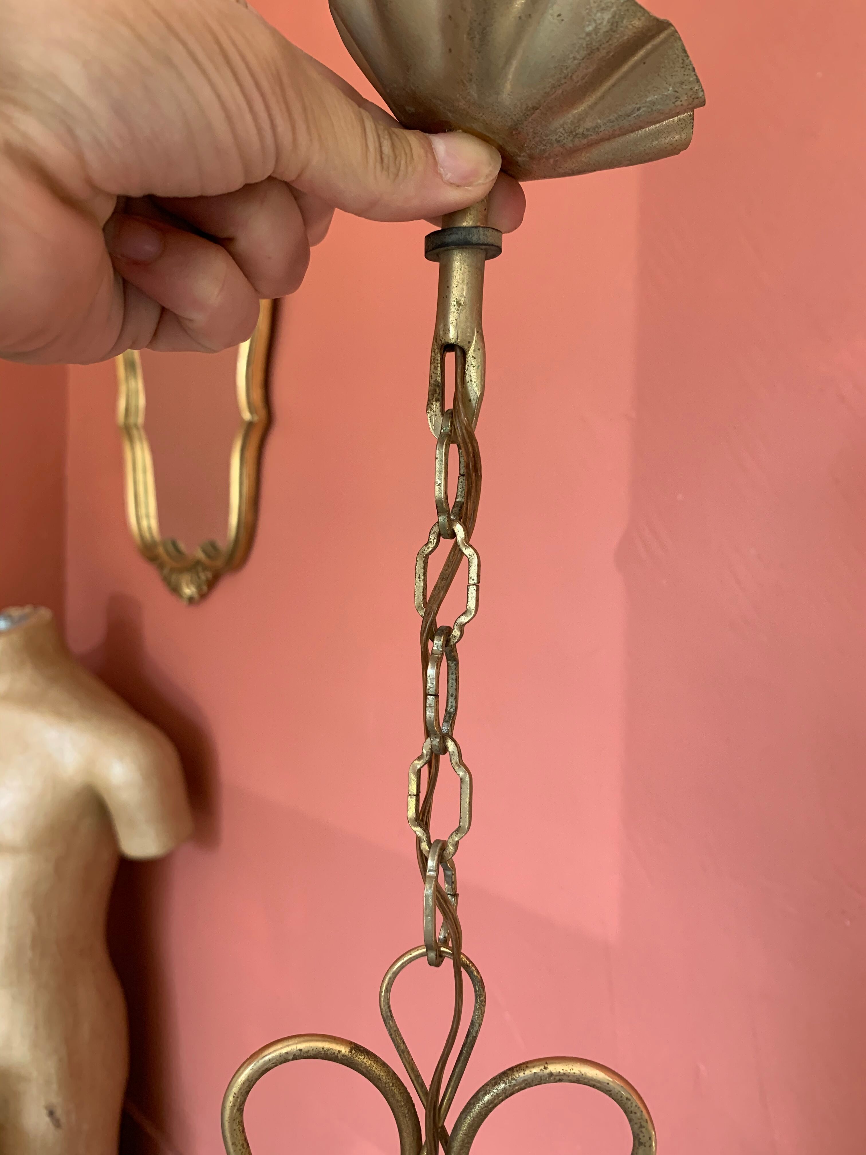 Glass and brass hanging lamp