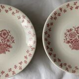 12 flat plates in red earthenware Gien 1970
