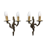 Pair of bronze sconces louis XV style