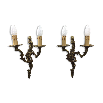 Pair of bronze sconces louis XV style