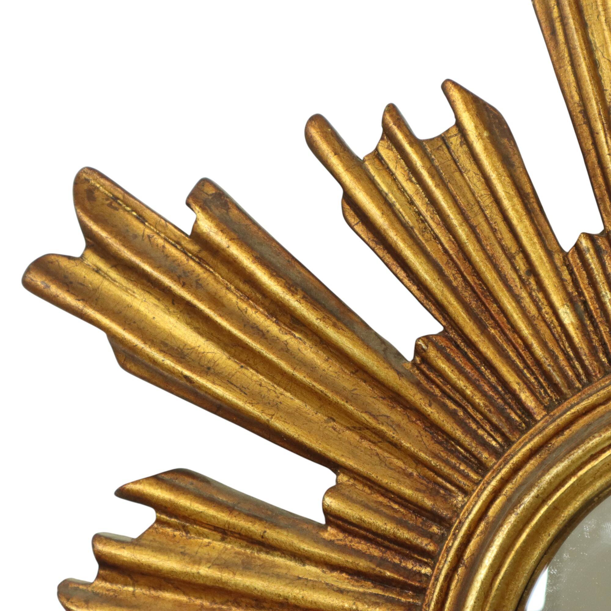 Large Sun Mirror Gold Leaf Gilded Sunburst Mirror 54cm