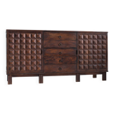 Brutalist Spanish carved sideboard credenza