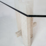 Rare architectural travertine table by Willy Ballez
