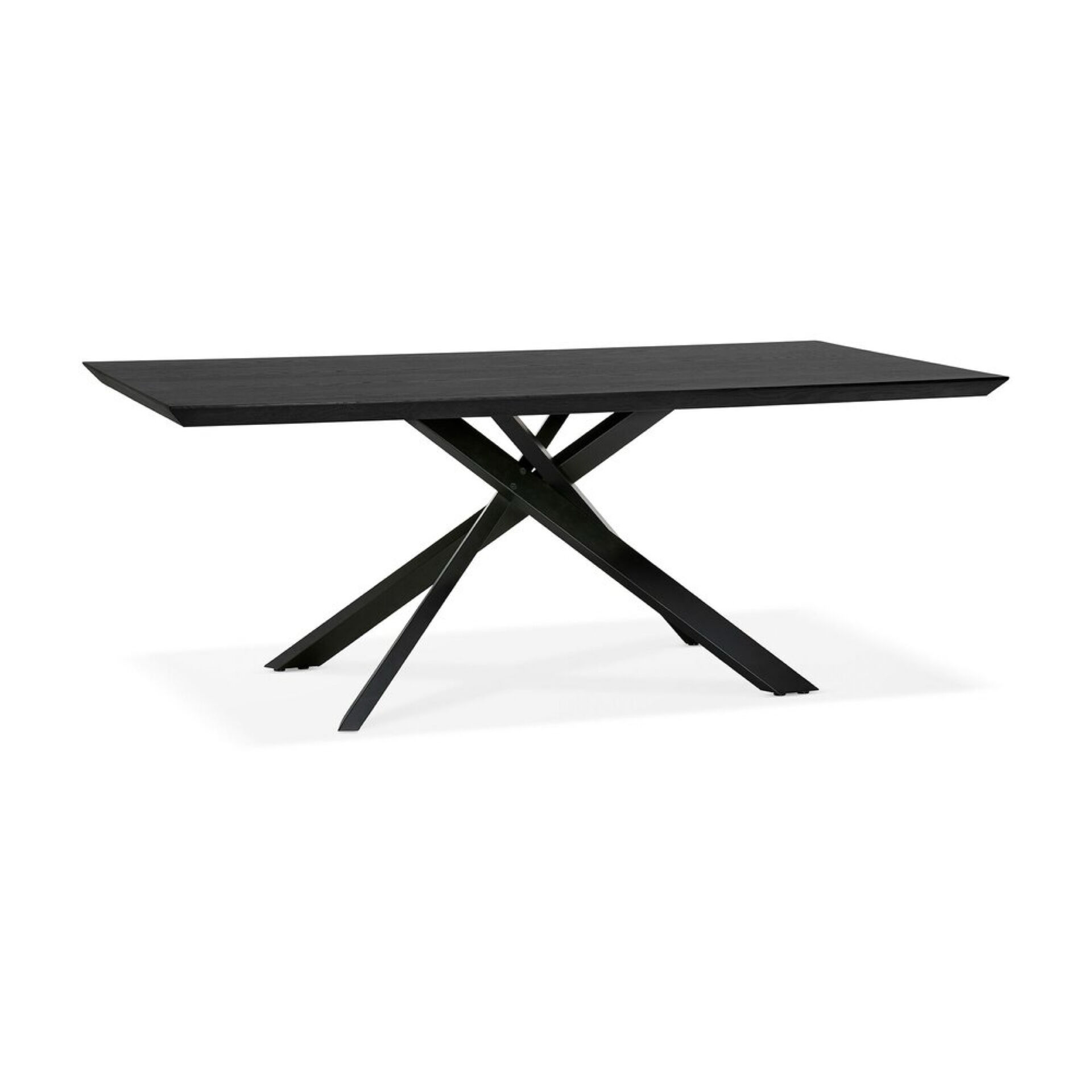 Table à manger style industrielle en bois et métal noir