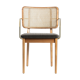 Light wood caning chair armrests red Edition caviar fabric