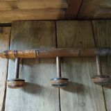 Coat rack wood 3 hooks patinated decoration