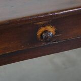 Table ancienne en bois fruitier, 2 tiroirs, France