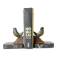 Pair of art deco bronze bookends pigeons dove marble