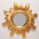 Miroir vintage soleil doré italien, bois doré, années 1960