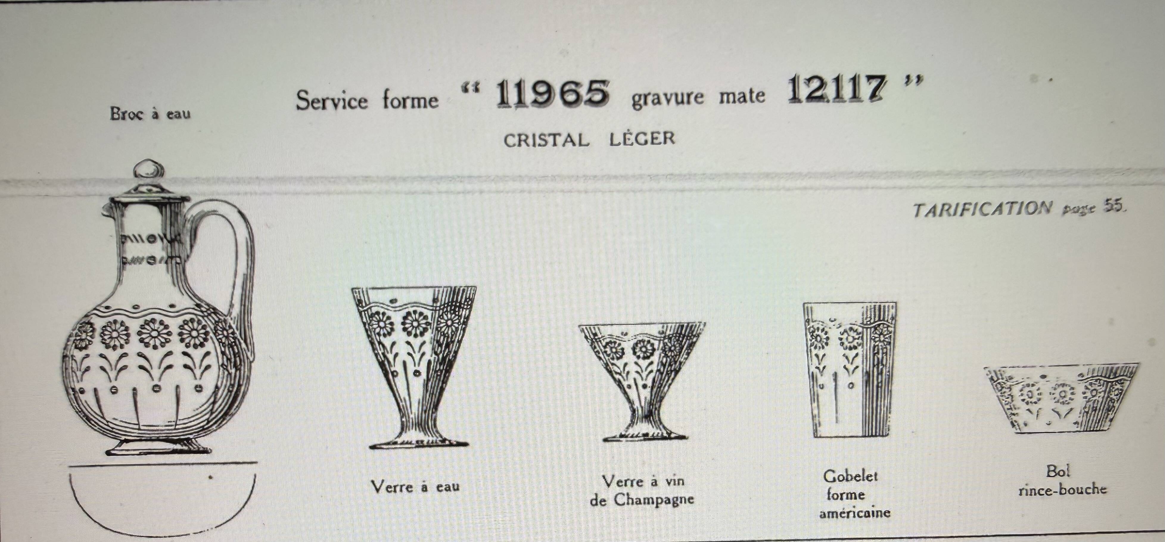 7 Baccarat wine glasses shape 11965 with matte engraving 12117.