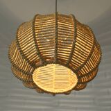 Vintage Rope Pendant Lamp / Handmade Rustic Chandelier/ Hanging Light 1970