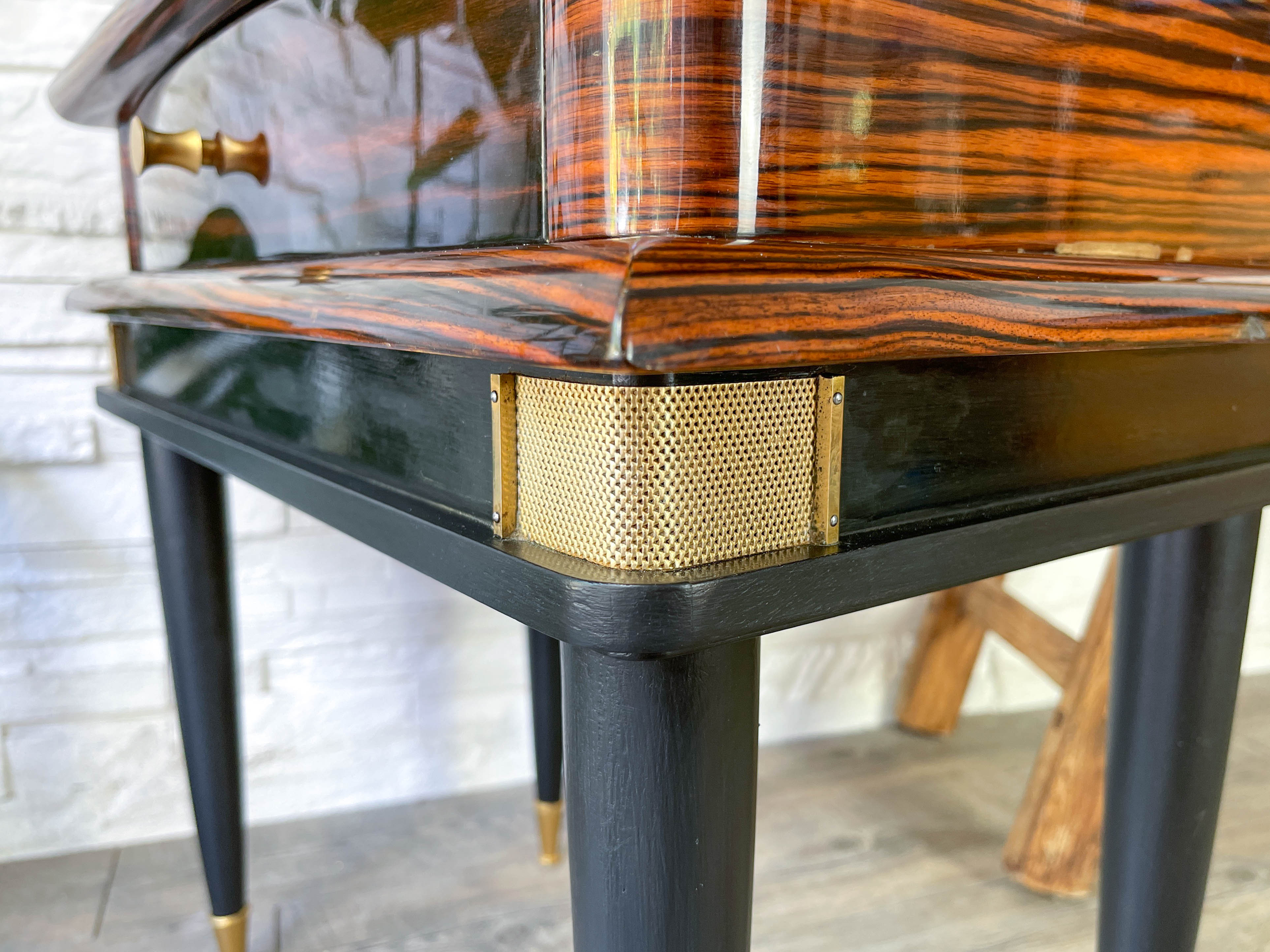 Chevet vintage style Art déco bois et laiton NF 125