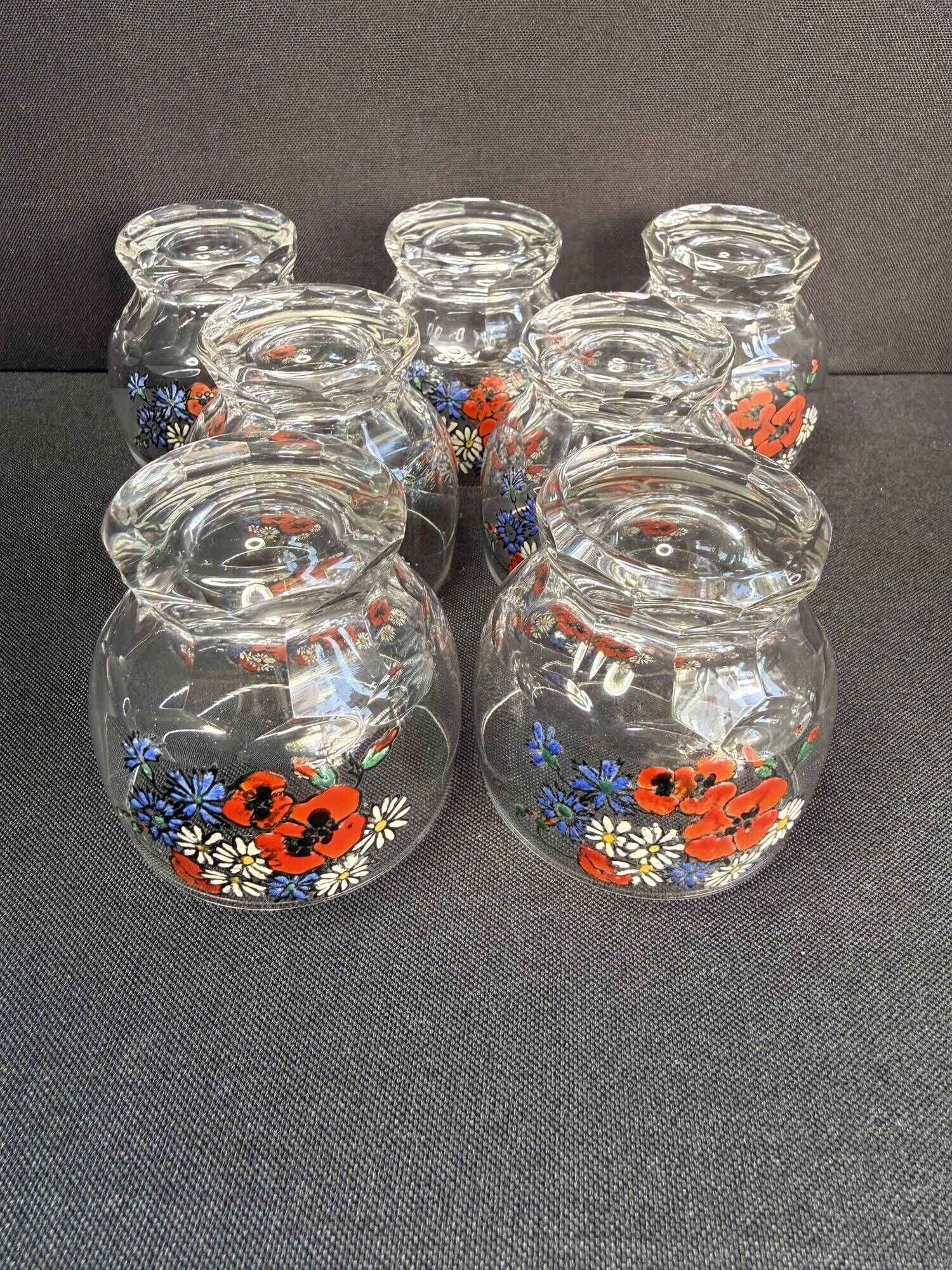 Enamelled glass service signed