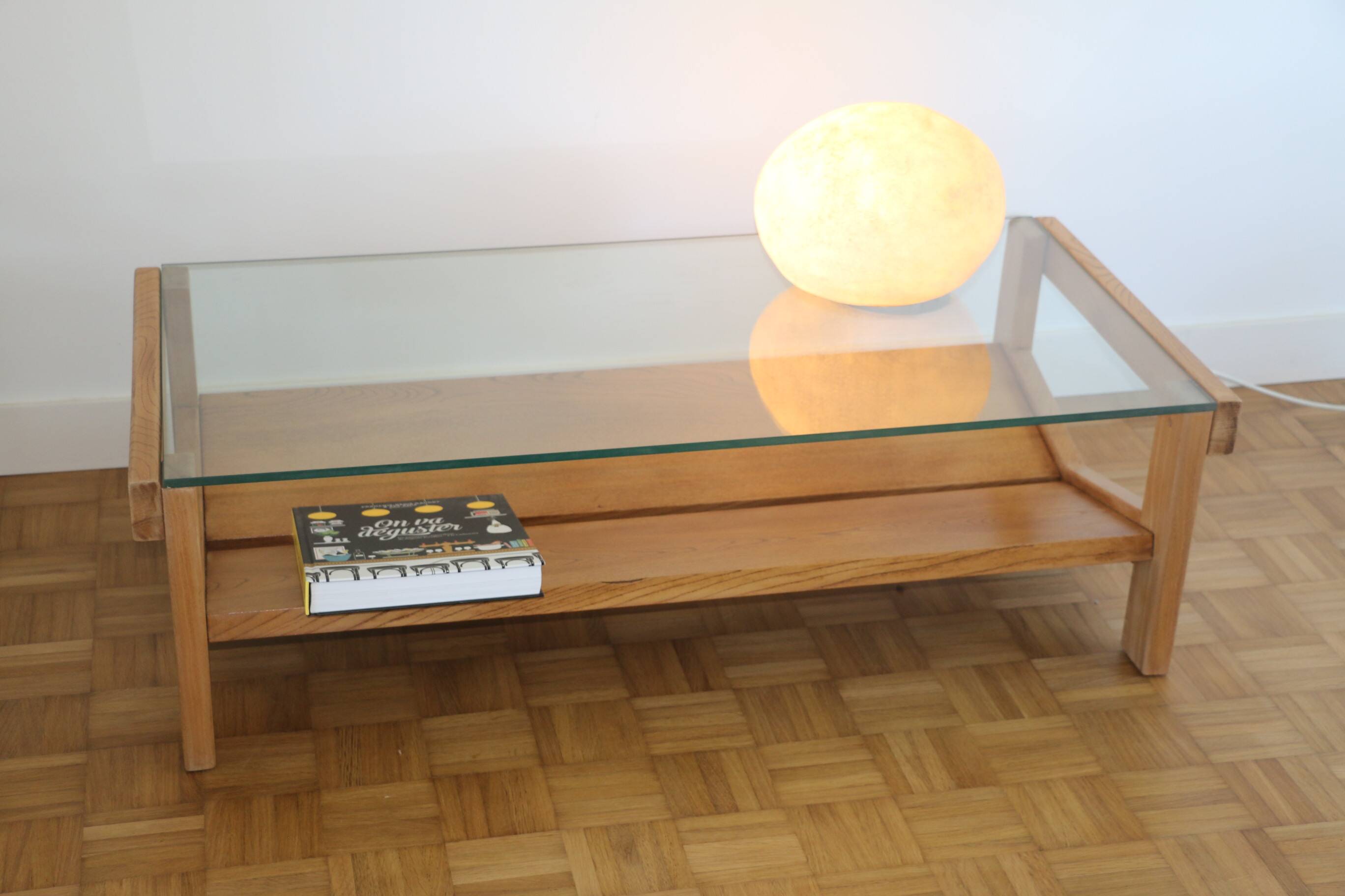 Oak and glass coffee table 1960