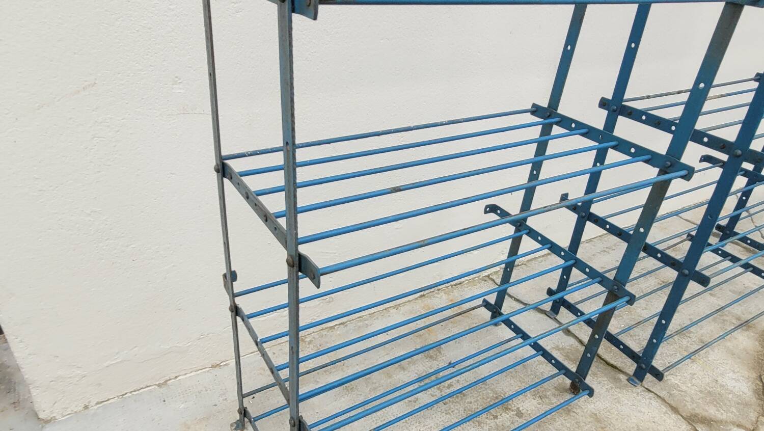 Set of 3 Rigidex iron storage locker shelves 1950s